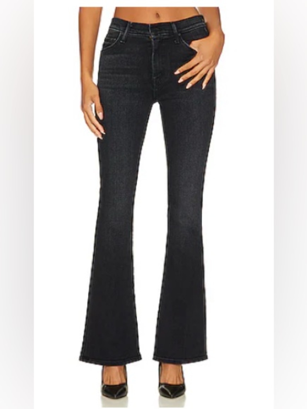 MOTHER Black High-Rise Flare Jeans